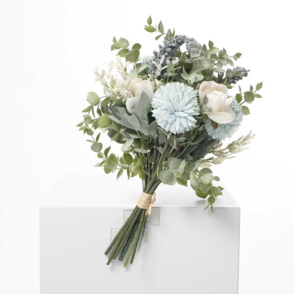 Artificial Flower Bouquets | Artificial Mixed Flower Bouquet (10Cm Heads) – Soft Blues – Twine Wrap Artificial Flower Bouquets Artificial Flower Bouquets