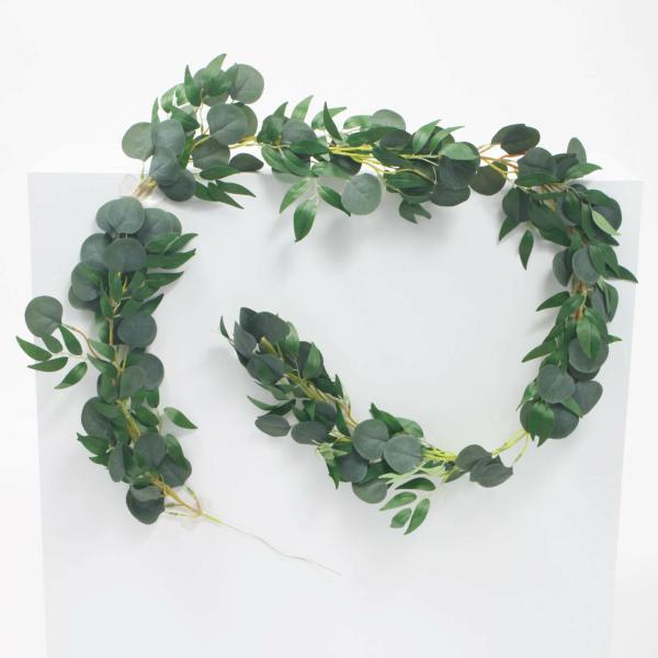 Australian Natives | Willow Eucalyptus And Silver Dollar Eucalyptus Garland (1.85M) Artificial Flowers, Walls & Greenery Australian Natives