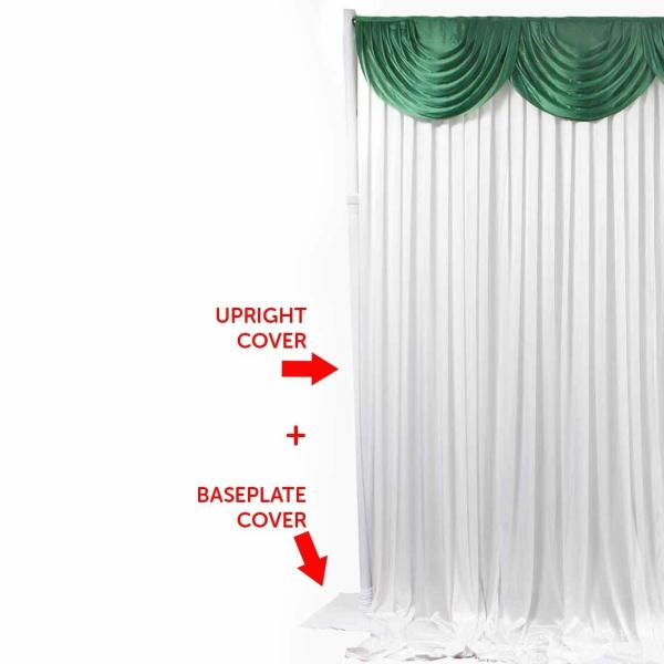 Backdrop Support System (Pipe & Drape) | Spandex Upright Pole And Baseplate Cover Combo – White Backdrop Support System (Pipe & Drape) Backdrop Support System (Pipe & Drape)