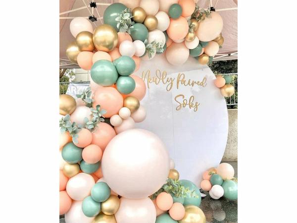 Balloons & Fairy Lights | 126Pc Balloon Garland Kit – Sage Green, Peach, Blush Pink Balloons & Fairy Lights Balloons & Fairy Lights