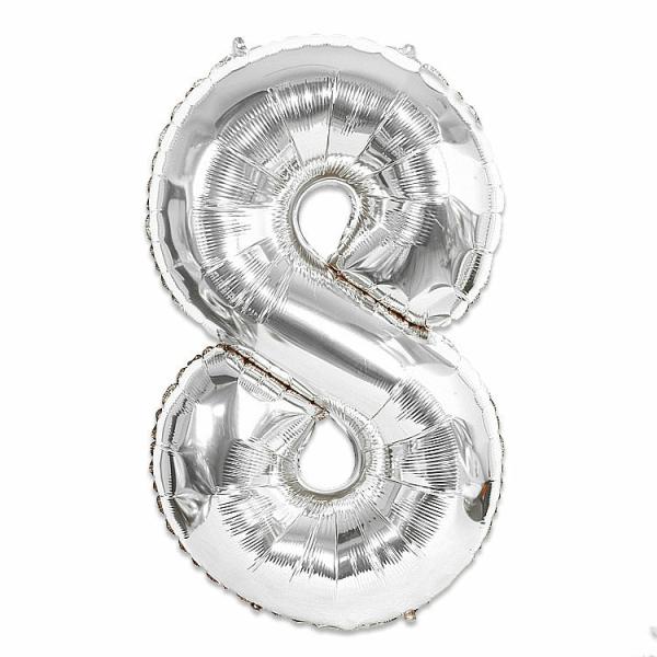 Balloons & Fairy Lights | Silver Foil Number Balloons (80Cm) Number 8 Balloons & Fairy Lights Balloons & Fairy Lights