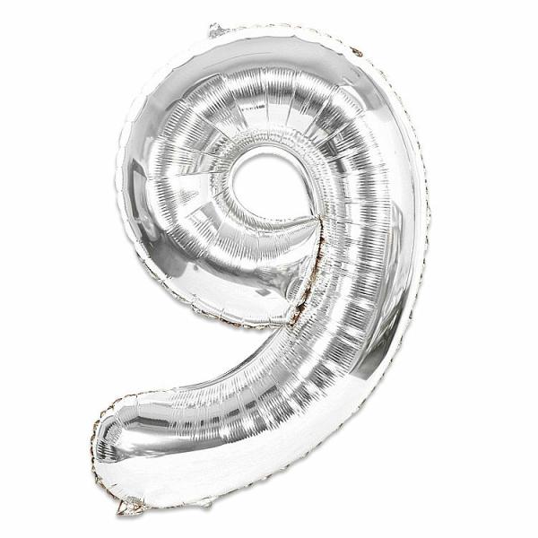 Balloons & Fairy Lights | Silver Foil Number Balloons (80Cm) Number 9 Balloons & Fairy Lights Balloons & Fairy Lights