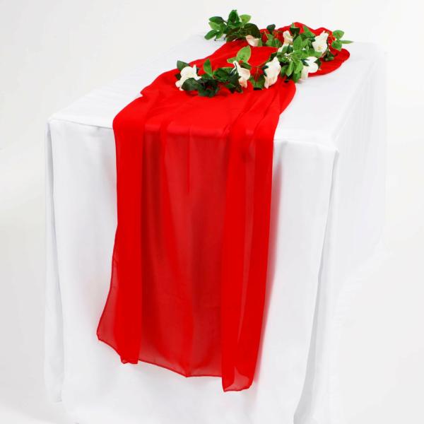 Chiffon Table Runners | Chiffon Table Runner – Red – 70X300Cm Chiffon Table Runners Chiffon Table Runners