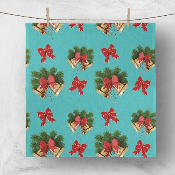 Cloth Napkins | Christmas Napkins – Christmas Bells On Blue (50X50Cm) Cloth Napkins Cloth Napkins