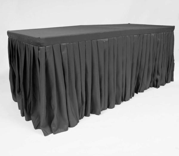 Fitted Tablecloths | Black Fitted Tablecloth With Pleated Table Skirting For 6Ft Trestle Tables Fitted Tablecloths Black