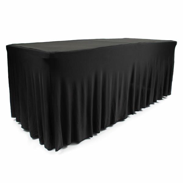 Fitted Tablecloths | Black Fitted Tablecloth With Skirting For 6Ft Trestle Tables Fitted Tablecloths Black