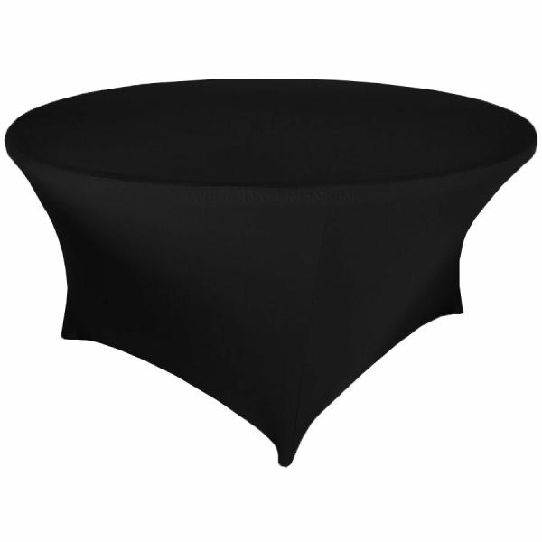 Fitted Tablecloths | Black Round Fitted Tablecloth (6Ft) Fitted Tablecloths Black