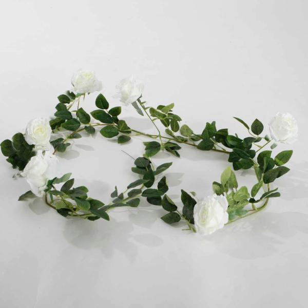 Hanging Flowers, Vines & Garlands | White Rose (6Cm) Artificial Flower Vine – 2.2M Artificial Flowers, Walls & Greenery Hanging Flowers, Vines & Garlands