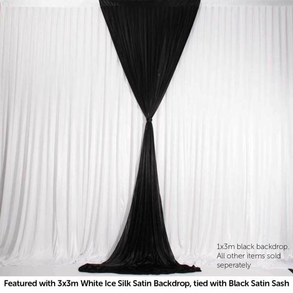 Ice Silk Satin Panels | Black Ice Silk Satin Backdrop Convertible Panels 1Mx3M Backdrops & Ceiling Decorations Black