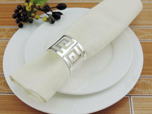 Napkin Rings | Silver Napkin Ring – Geometric Luxe Meander Napkin Rings Napkin Rings