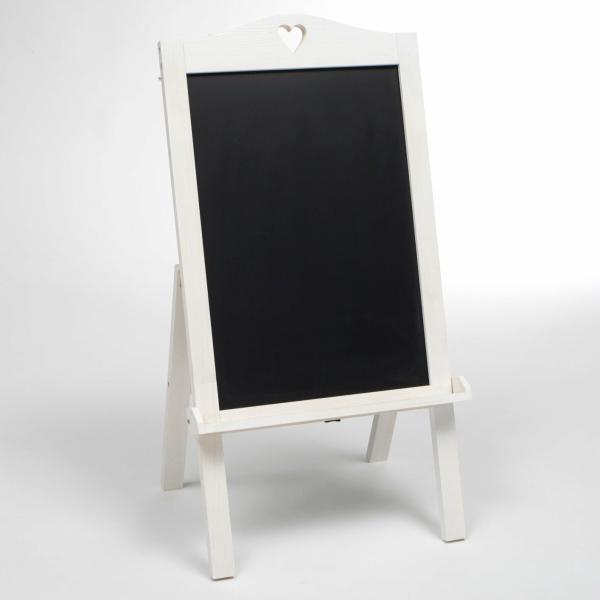 Plinths & Easels | White Wooden Wedding Chalkboard Easel With Vintage Love Heart Plinths & Easels Plinths & Easels