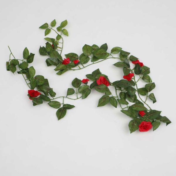 Roses & Peonies | 2 X Red Rose (4Cm) Artificial Flower Vine – 1.6M Artificial Flowers, Walls & Greenery Hanging Flowers, Vines & Garlands