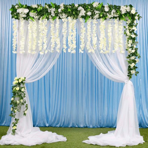 Roses & Peonies | Hanging Floral Garland Greenery Panels – White Wisteria And Rose Artificial Flowers, Walls & Greenery Hanging Flowers, Vines & Garlands