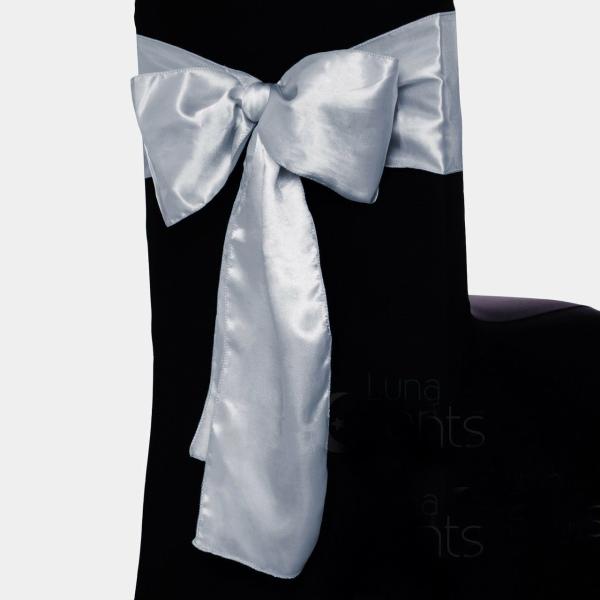 Satin Chair Sashes | Satin Chair Sashes – Silver Chair Decor Satin Chair Sashes