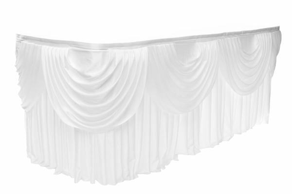 Satin Table Skirts (Ice Silk) | White Ice Silk Satin Table Skirting (6M) + Bonus Clips Satin Table Skirts (Ice Silk) Satin Table Skirts (Ice Silk)