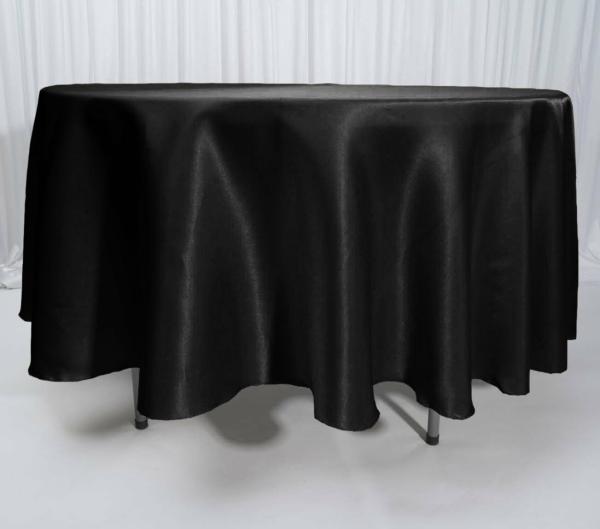 Satin & Velvet Tablecloths | Black Round Satin Tablecloth Overlay (230Cm) Satin & Velvet Tablecloths Black