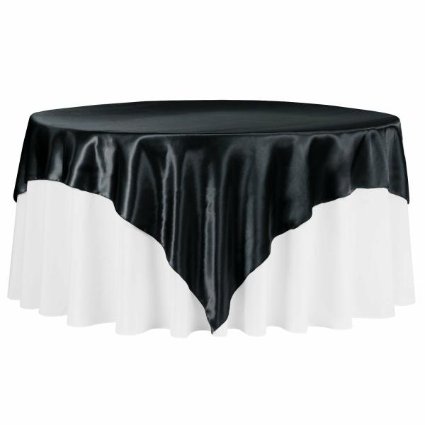 Satin & Velvet Tablecloths | Black Square Satin Tablecloth Overlay (230X230Cm) Tablecloths Black