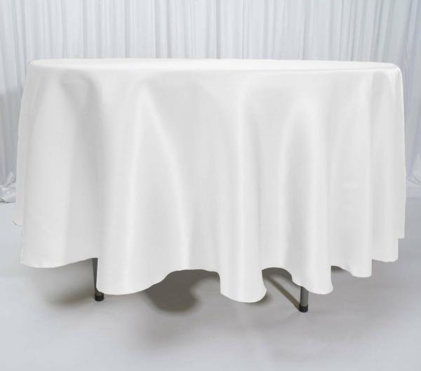 Satin & Velvet Tablecloths | White Round Satin Tablecloth Overlay (230Cm) Satin & Velvet Tablecloths Satin & Velvet Tablecloths