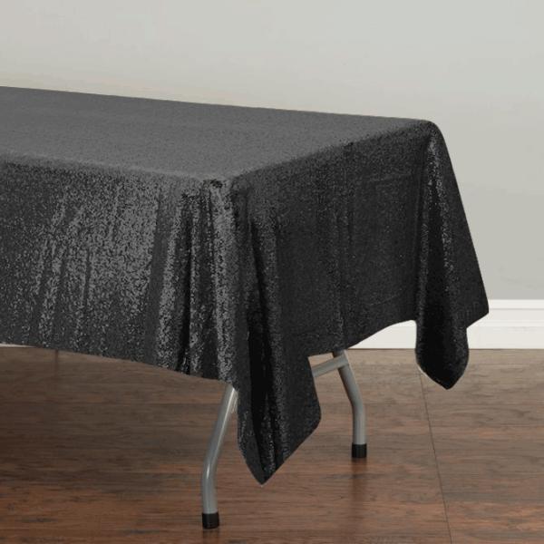 Sequin Tablecloths | Black Sequin Tablecloth 125X240Cm Tablecloths Sequin Black