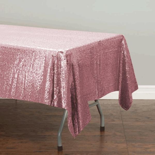 Sequin Tablecloths | Light Pink Sequin Tablecloth 125X240Cm Sequin Tablecloths Sequin Rose Gold