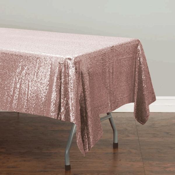 Sequin Tablecloths | Rose Gold Sequin Tablecloth 125X240Cm Sequin Tablecloths Sequin Rose Gold