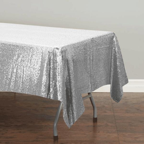 Sequin Tablecloths | Silver Sequin Tablecloth 125X240Cm Sequin Tablecloths Sequin Silver