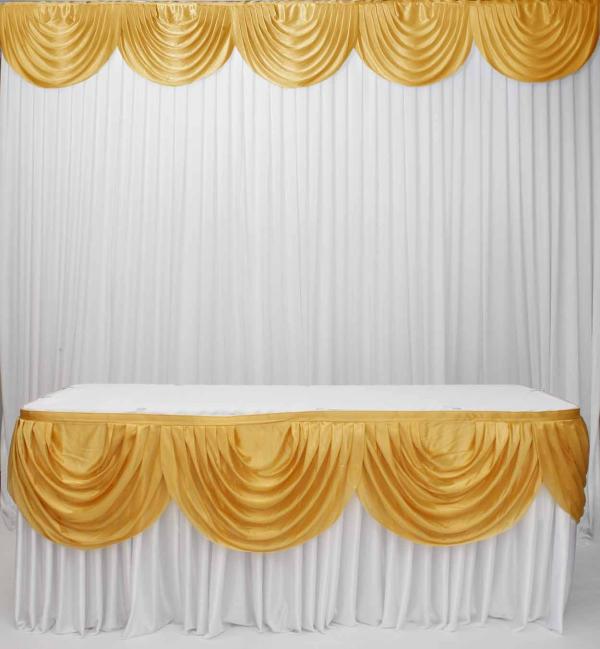 Swags For Tables & Backdrops | Ice Silk Satin 3M Swag – Gold Backdrops & Ceiling Decorations Gold