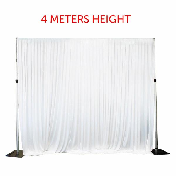 Swags For Tables & Backdrops | White Ice Silk Satin Backdrops – No Swag – 4M Tall X 3M Wide Backdrops & Ceiling Decorations Ice Silk Backdrops