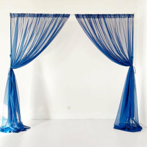 Tulle & Chiffon Backdrops | Chiffon Backdrop Curtain 3Mx3M With Centre Split And Ties – Navy Backdrops & Ceiling Decorations Navy