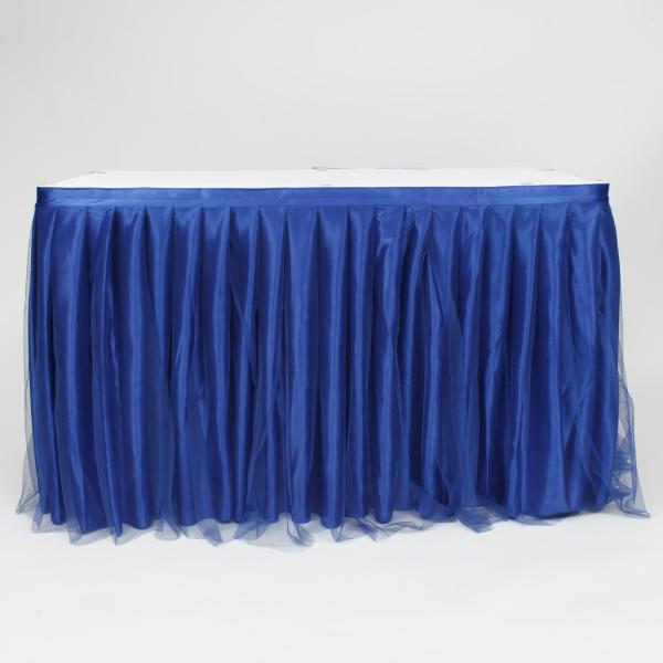 Tulle Table Skirts | Tulle And Ice Silk Layered Table Skirting – Royal Blue (3M) – Includes Clips Table Skirting & Stage Skirting Royal Blue