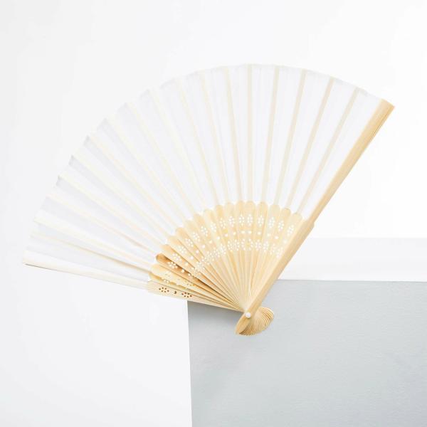 Umbrellas & Folding Hand Fans | Folding White Silk Hand Fan – 42Cm X 23Cm Decorating, Centrepieces & Accessories Umbrellas & Folding Hand Fans