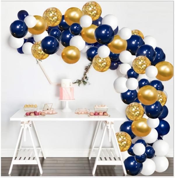 Wedding Arches & Balloon Garlands | 122Pc Balloon Garland Kit – Navy & Gold Balloons & Fairy Lights Balloons & Fairy Lights