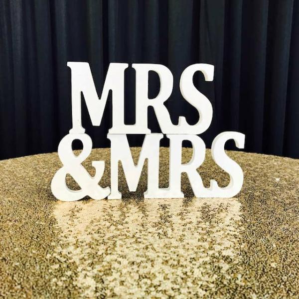 Wooden Letter Sets | Mrs & Mrs Wooden Letter Set Centrepiece Stands & Decorating Accessories Centrepiece Stands & Decorating Accessories