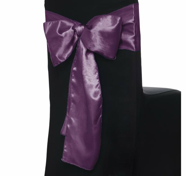 Satin Chair Sashes | Satin Chair Sashes – Plum Chair Decor Plum