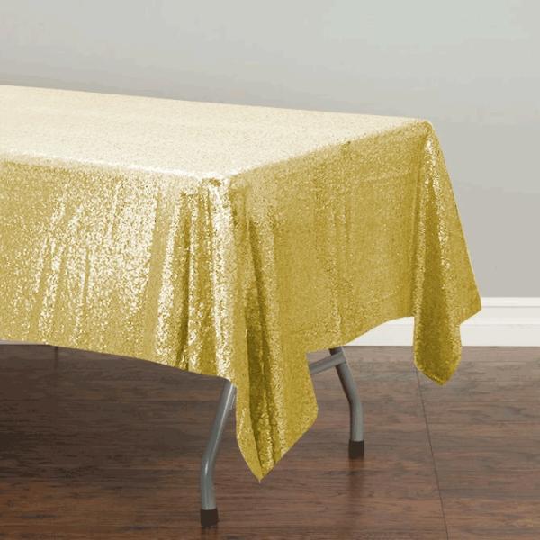 Sequin Tablecloths | Yellow Gold Sequin Tablecloth 125X240Cm Sequin Tablecloths Sequin Champagne Gold